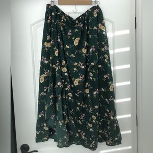 Bloomchic green floral midi skirt